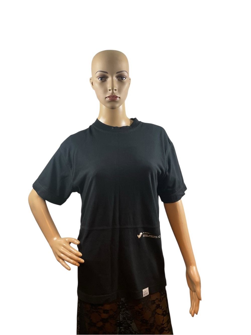 Black Short-Sleeve Crewneck Tee with Subtle Logo